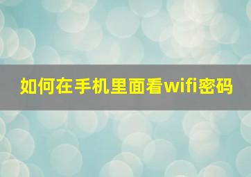 如何在手机里面看wifi密码