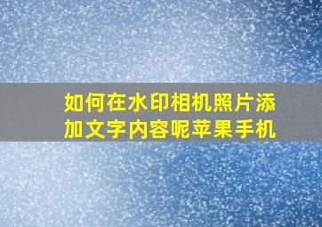 如何在水印相机照片添加文字内容呢苹果手机