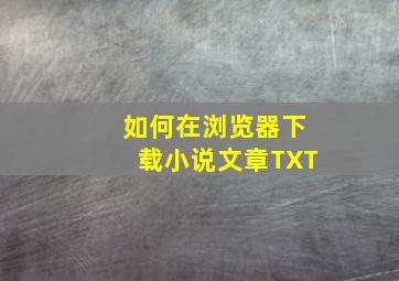 如何在浏览器下载小说文章TXT