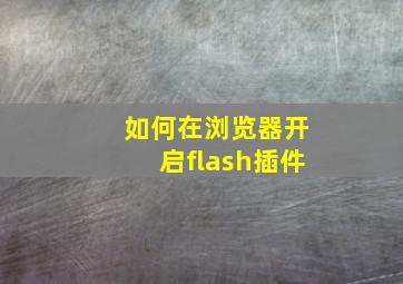 如何在浏览器开启flash插件