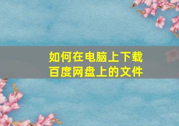 如何在电脑上下载百度网盘上的文件