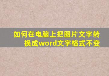 如何在电脑上把图片文字转换成word文字格式不变