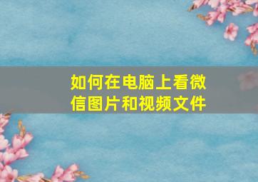 如何在电脑上看微信图片和视频文件