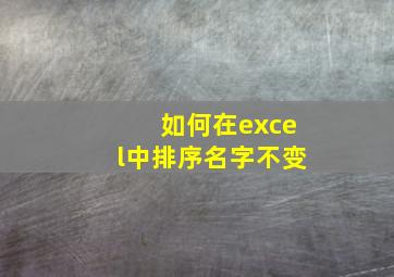 如何在excel中排序名字不变