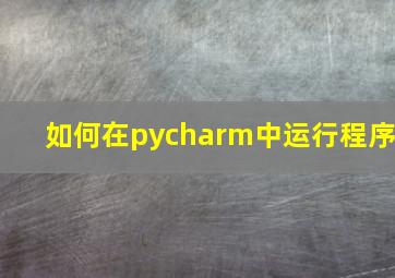 如何在pycharm中运行程序