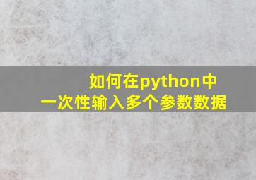 如何在python中一次性输入多个参数数据