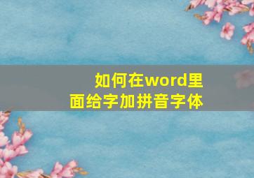 如何在word里面给字加拼音字体