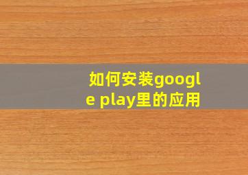 如何安装google play里的应用