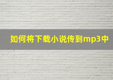 如何将下载小说传到mp3中