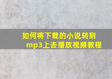 如何将下载的小说转到mp3上去播放视频教程