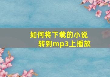 如何将下载的小说转到mp3上播放