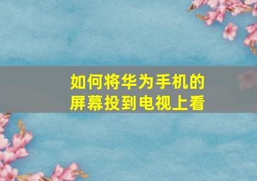 如何将华为手机的屏幕投到电视上看