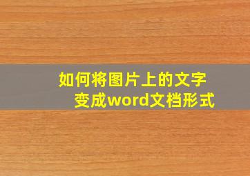 如何将图片上的文字变成word文档形式