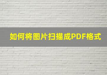 如何将图片扫描成PDF格式