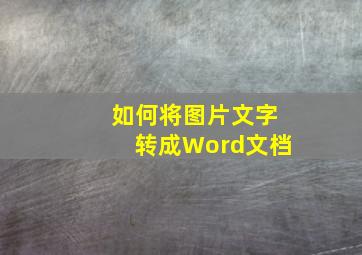 如何将图片文字转成Word文档