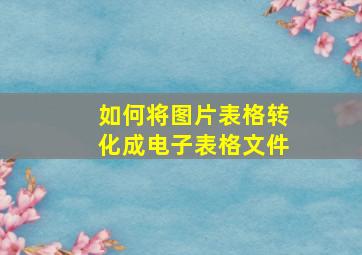 如何将图片表格转化成电子表格文件