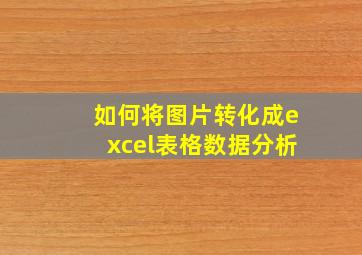 如何将图片转化成excel表格数据分析