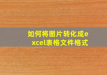 如何将图片转化成excel表格文件格式