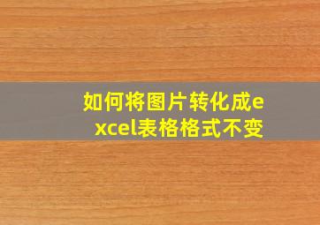 如何将图片转化成excel表格格式不变