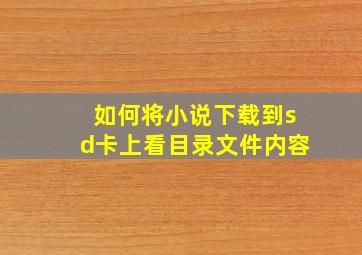 如何将小说下载到sd卡上看目录文件内容