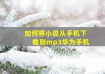 如何将小说从手机下载到mp3华为手机