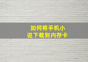 如何将手机小说下载到内存卡