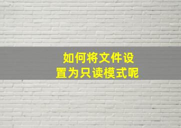 如何将文件设置为只读模式呢