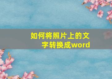 如何将照片上的文字转换成word