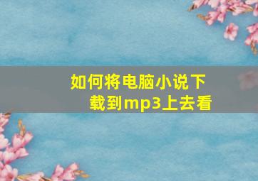 如何将电脑小说下载到mp3上去看