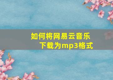 如何将网易云音乐下载为mp3格式