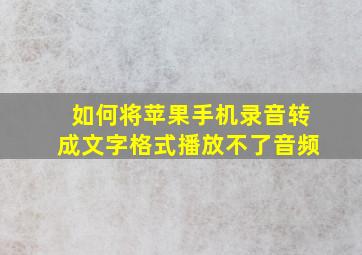 如何将苹果手机录音转成文字格式播放不了音频