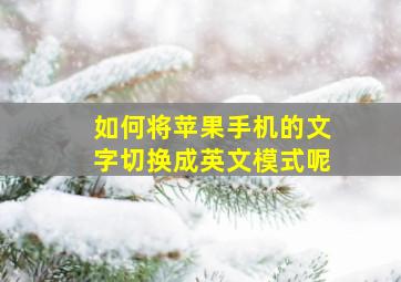 如何将苹果手机的文字切换成英文模式呢