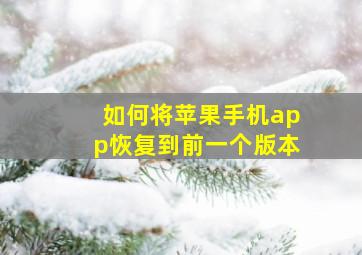 如何将苹果手机app恢复到前一个版本