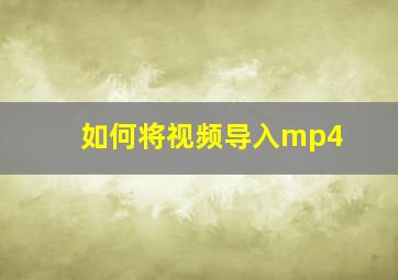 如何将视频导入mp4