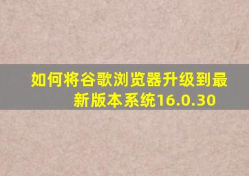 如何将谷歌浏览器升级到最新版本系统16.0.30