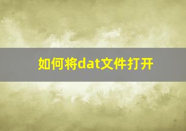 如何将dat文件打开