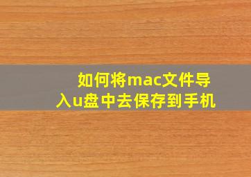 如何将mac文件导入u盘中去保存到手机