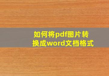 如何将pdf图片转换成word文档格式