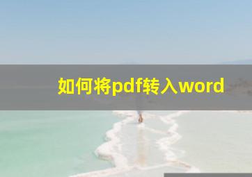 如何将pdf转入word