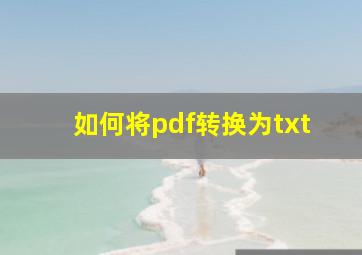 如何将pdf转换为txt