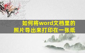 如何将word文档里的照片导出来打印在一张纸