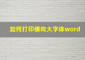 如何打印横向大字体word