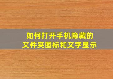 如何打开手机隐藏的文件夹图标和文字显示