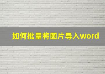 如何批量将图片导入word