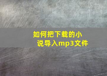 如何把下载的小说导入mp3文件