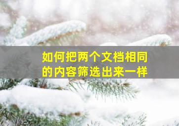 如何把两个文档相同的内容筛选出来一样