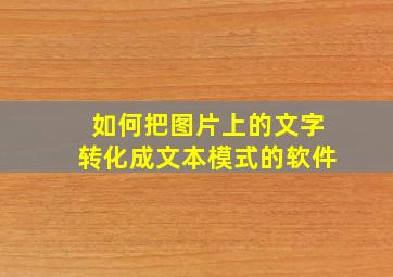 如何把图片上的文字转化成文本模式的软件