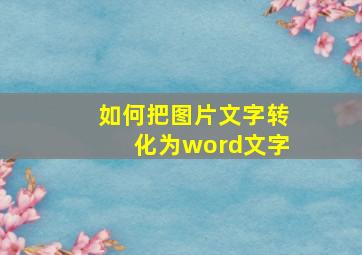 如何把图片文字转化为word文字