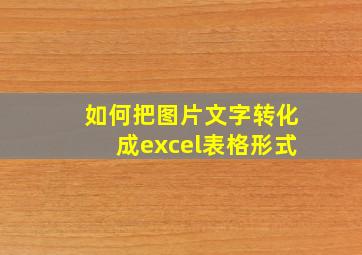 如何把图片文字转化成excel表格形式