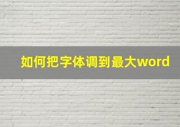 如何把字体调到最大word